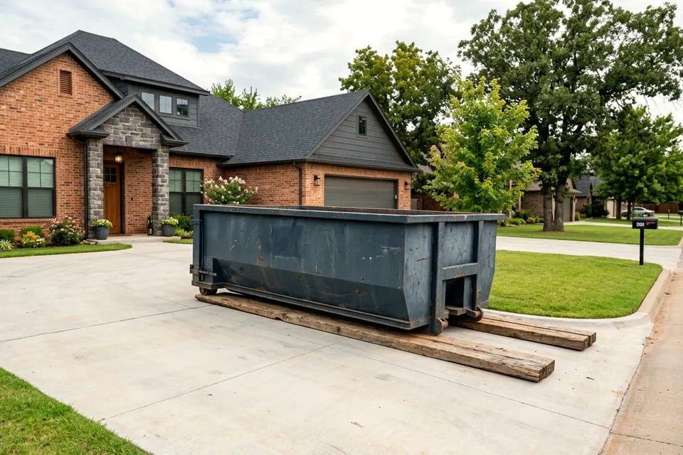 Roll off dumpster delivered for a home project in Lawton OK after a phone quote