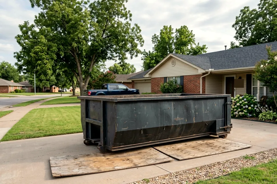 Dumpster rental in Woodland Hills Lawton OK timed for a PCS move out and home sale